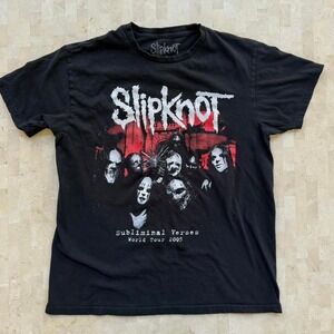 SLIPKNOT Subliminal Verses World Tour 2005 Concert Black Hot Topic TShirt Size M